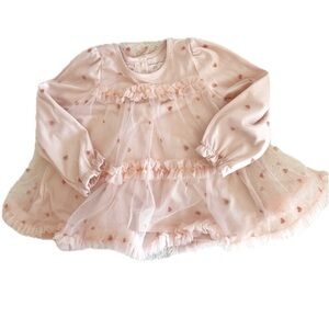 Cupcakes & Cashmere Light Pink Heart Ruffled Tulle Top